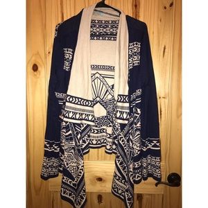 Navy and Cream Tribal Heavier Cardigan